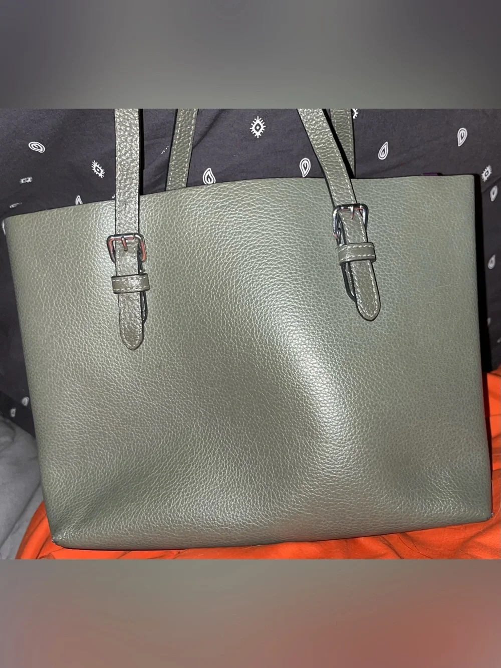 Coach EUC Olive Green Leather Mollie Tote 25 - Picture 2 of 7